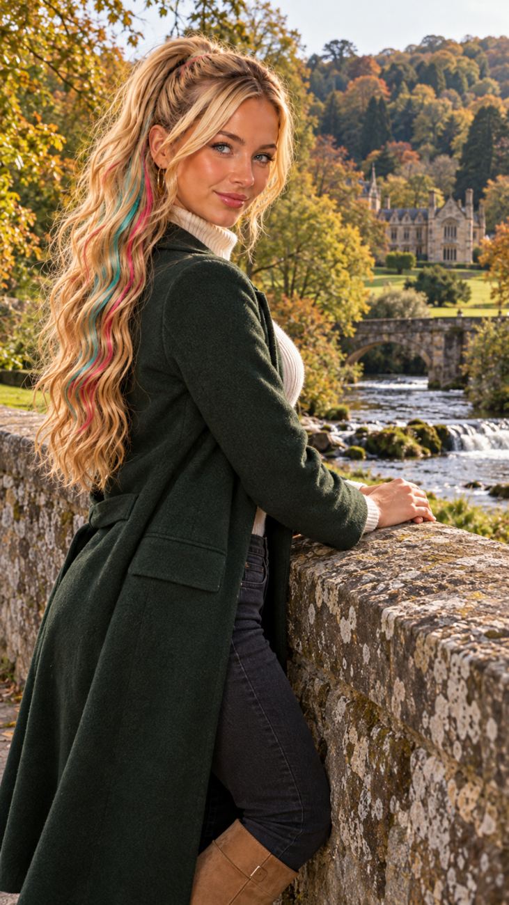Portrait of Trixy with a backdrop inspired by Ilam Park
