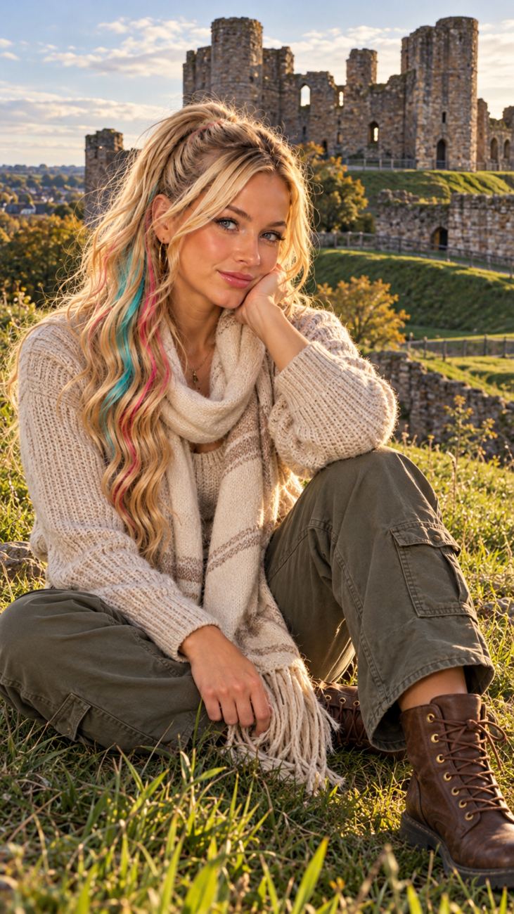 Portrait of Trixy with a backdrop inspired by Stafford Castle