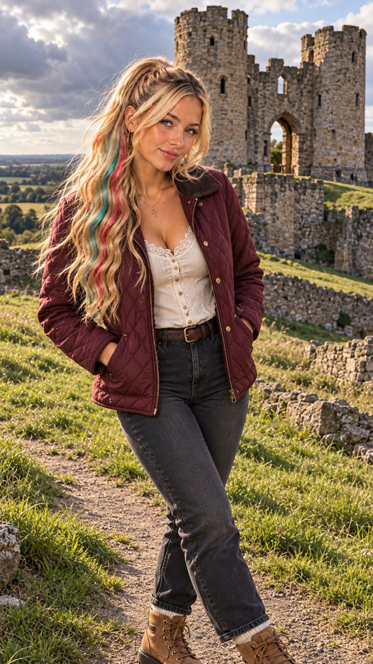 Portrait of Trixy with a backdrop inspired by Tutbury Castle