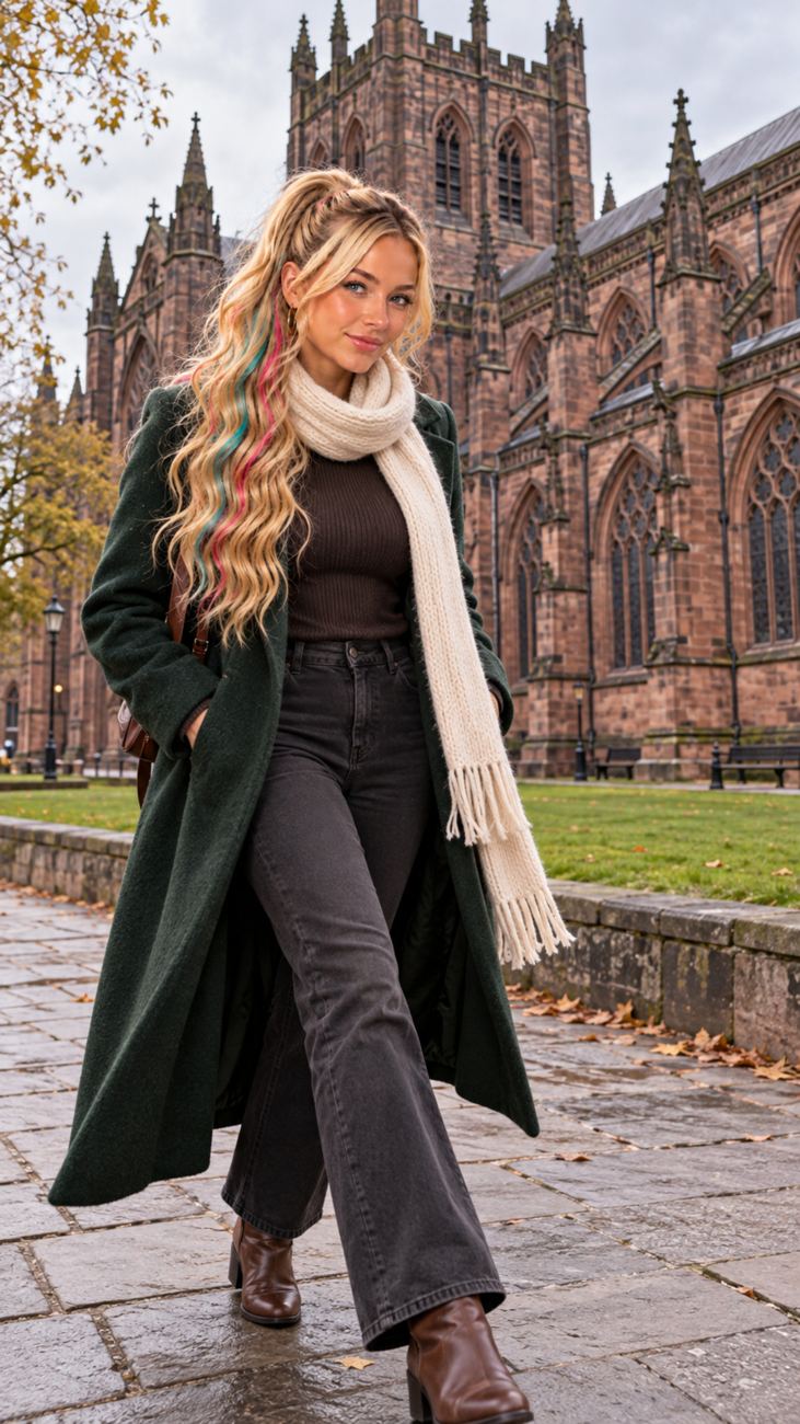 Portrait of Trixy with a backdrop inspired by Chester Cathedral